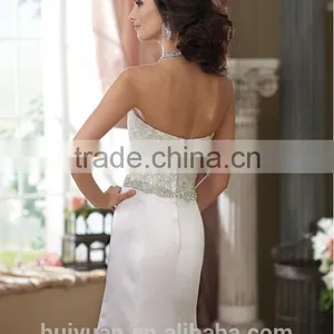 White Satin Beaded Sleeveless Mermaid Online Evening Dress Shops thumbnail-2