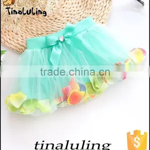 New Arrival Children Tulle Skirt With Flower Petal Kids Flower Girls Tulle Skirt thumbnail-5