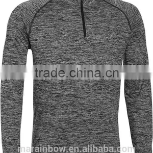 Space Dye Dark Grey Sports T-Shirt Fashion Design Mens 1/4 Zipper Pullover Hoodie Jacket Quick Dry Performance Long Sleeve Top thumbnail-1