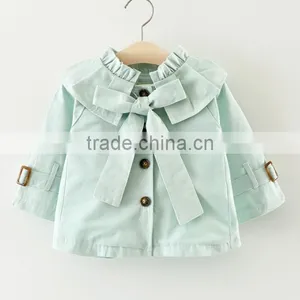 Zm40652b Plain Korean Design Children New Trench Coat Girls Cotton Wind Coat thumbnail-4