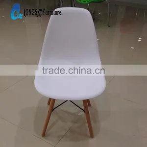 LS-4001 White Molded Eiffel Plastic Dining Chair With Wood Legs thumbnail-6