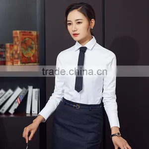 Guangzhou Wholesaler OEM New Fashion Women Autumn Casual Long Sleeve Twill White Poly Elegant Blouses thumbnail-1