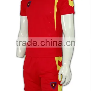 Customize Short Sleeve Red Colour Football Uniform With Pants thumbnail-1