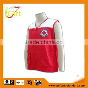 ISO 9001 Audit Factory 100% Polyester Zip up Red Fitted Safety Vest thumbnail-1