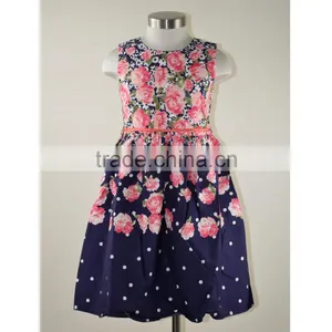 2017 Summer Lovely Cotton Flower Print Baby Girl Dress Frock Designs thumbnail-1
