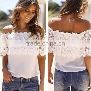 Europe and the United States New Chiffon Lace Women Stitching Lace T-shirt Selling Hot Models Selling Hot thumbnail-1