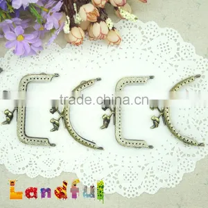 8.5cm Vintage Bronze Round Birds Bag Sewing Metal Coin Kiss Lock Square Frame thumbnail-2