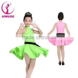 Green Salsa Tango Dance Wear Ballroom Dancing Costumes Girls Latin Dance Dress thumbnail-1