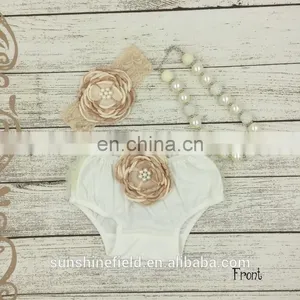 Baby Bloomers Matching Baby Headband and Chunky Necklace Baby Girl Diaper Covers thumbnail-1