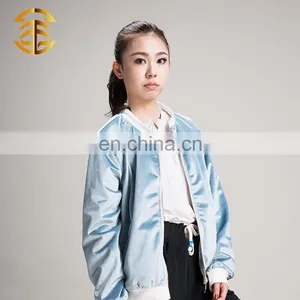 China Manufacturer Custom Blue Velvet Sublimation Bomber Jacket thumbnail-5