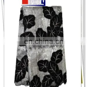 Wholesales Organza Lace Fabric With Velvet thumbnail-1