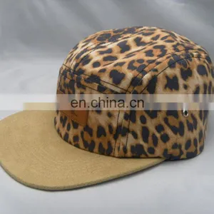 2016 Custom 5 Panel Flat Leopard 3D Embroidered Logo Hats With Factory Direct Supply thumbnail-6