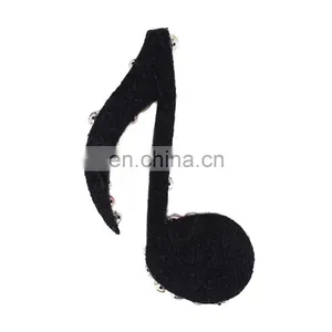 Hot!!! Handmade Sew On Music Note Beading Rhinestones Patches thumbnail-1