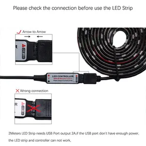 USB LED Strip 5050 RGB With Corner Connector 1M 2M Flexible Strip Light RGB PC TV Background Lighting With Adhesive Tape thumbnail-5