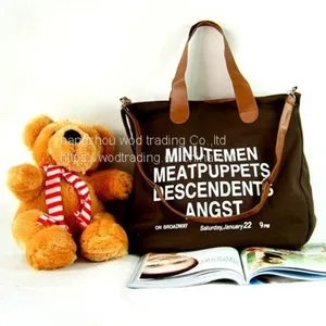 Many Words Printed Shoulder Tote Bag With Long Messenger thumbnail-1