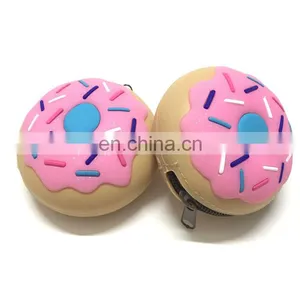 Customized Doughnut Cake Shape Mini Coin Bag Women Clutch Key Card Holder Walle Zipper Round Silicone Coin Purse thumbnail-7