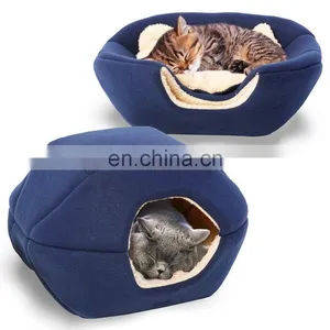 Cat Supplies at Cave Cat Bed Small Dog Bed, 2-in-1 Foldable Soft Warm Washable Pet Bed With a Pillow. thumbnail-1