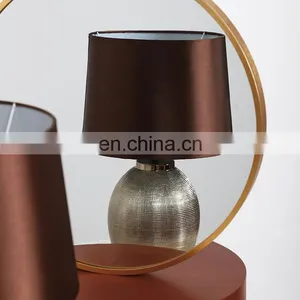 Top Sale High Quality Bucket Shape Bedside Desk Light Custom Gold Table Ceramic Lamp for Hotel thumbnail-2