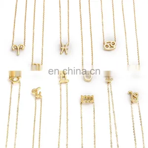Charm Birthday Gift Gold, Plated 12 Constellations Zodiac Sign Pendant Wish Card Necklace Jewelry For Women/ thumbnail-1