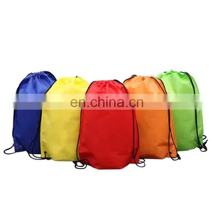 Wholesale Eco Friendly Promotional Recyclable Drawstring 210D Polyester Drawstring Gym Bag Backpack With Custom Logo Printed thumbnail-1