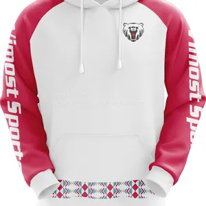 Red and White Custom Sublimation Hoodie of White Strings thumbnail-1