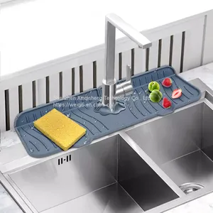 Amazon Top Seller Silicone Faucet Water Mat Sink Splash Guard Counter Top Silicone Water Guard Kitchen Drying Sink Pad thumbnail-5