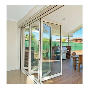 Double Glazing Lowes Bi Fold Door / Accordion Aluminum Glass Patio Exterior Bifold Door thumbnail-4