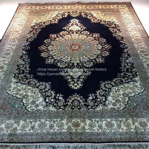 5x8ft Royal Blue Handmade Silk Persian Carpet for Sitting Room and Bedding Room thumbnail-1