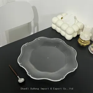 Wholesale Silver Rim Clear Charger Plates Wedding Party Plastic Table Dishes And Plates thumbnail-1