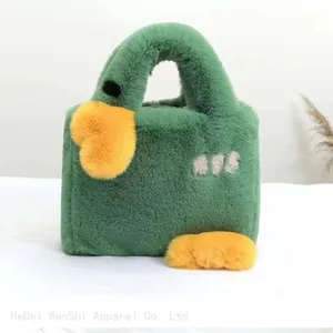 34Cute Plush Bag Female Sweet Student Handbag Girl Tote Bag Niche Single Shoulder Oblique Cross Bag Hairy Hot Large Capacity Female Bag thumbnail-2