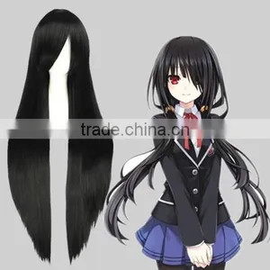 High Quality 100cm Long Black Hair Wig Straight Final Fantasy Anime Cosplay Wig thumbnail-1