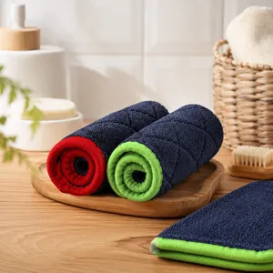 Double Layer Twisted Loop Microfiber Drying Towel With Soft Silk Edge for Car Detailing thumbnail-2