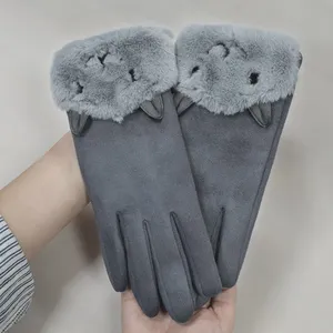 Cute Furry Cuff Women Winter Gloves Touchscreen Compatible Multi Color For Holiday Gift Boutique Retail thumbnail-3