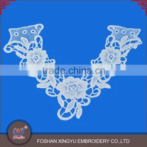 Fashion Promotional Custom Chinese V Shape Mesh Embroidery Collar Neckline Applique for Dress thumbnail-3