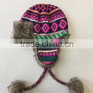 High Quality Wholesale Diamond Jacquard Trapper Hat With Sequins thumbnail-3