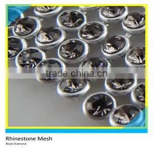 Black Diamond Rhinestone Aluminum Mesh Sew on Silver Base SS8 2mm Mesh Roll thumbnail-1