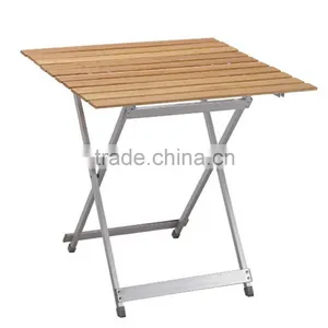 Wood Aluminium Folding Table Portable Camping Patio Folding Outdoor Table Chair thumbnail-4