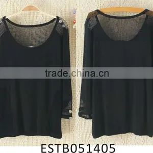 Ladies Viscose Pure Black Mesh Shirt thumbnail-1