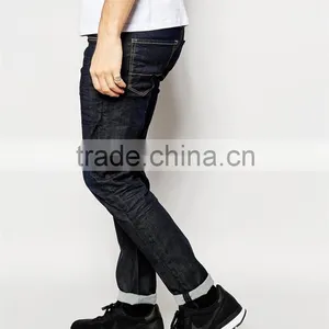 Cuffed Skinny Men Denim Jean Black Color Fade Proof Men Jean OEM Service thumbnail-4