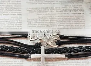 >>New Arrival Christian LOVE Cross Infinity Leather Bracelet/ thumbnail-3