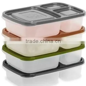 BPA Free Microwave Safe Plastic Lunch Box With Cover 3 Compartments Plastic Bento Box for Business Lunch thumbnail-1