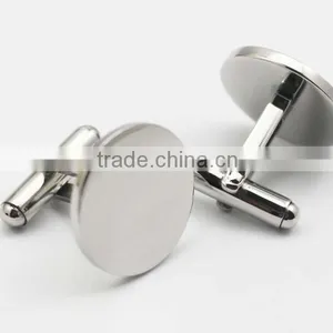 316L Stainless Steel Shiny Plain Silver Round Cufflinks for Men thumbnail-3