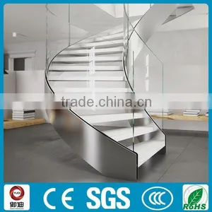 Stainless Beam and Wood Tread Helical Stair thumbnail-1
