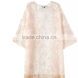 2016 Fashion Design Beach Wear Kaftans Lace Dress With Long Tassels thumbnail-2