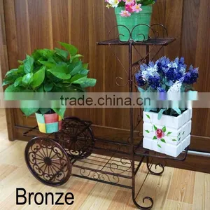 Decorative Wrought Iron Bicycle Flower Shelf thumbnail-1