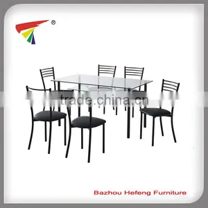 Modern Tempered Glass Dining Table Set thumbnail-1