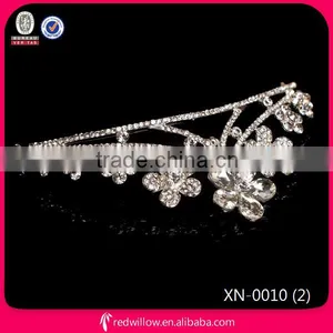 Topwedding Elegant Rhinestone Wedding Tiara With Flower Shaped Element For Bridal thumbnail-2