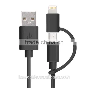 MFi Certified 8 Pin and Micro 2 in 1 Dual Style Cord thumbnail-1