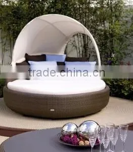 All Weather Patio Living Rattan Round Sun Lounger Furniture thumbnail-1