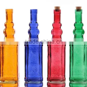 Retro Caving Colored Glass Vase thumbnail-1